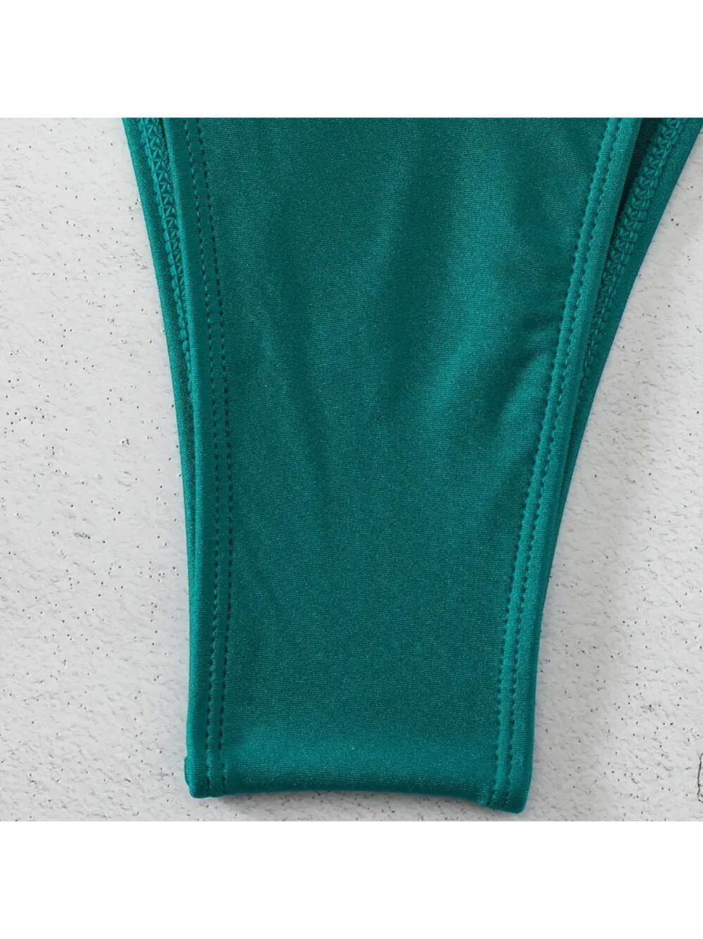 Green Bandeau High Cut Tie Side Bikini Set - Picture 5 of 7